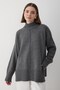 Women's Anthracite Oversized Turtleneck Knitwear Sweater