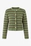 Women's Green Crew Neck Striped Knitwear Cardigan - 2
