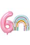 Rainbow 6 Year Old Balloon Set Mermaid Rainbow Concept Balloon and Pink Number Balloon - 2