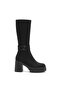 Moki premium black nubuck v buckle detailed thick heeled zippered boot - 2