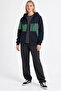 Unisex Color Blocked Hooded Zipper Sweatshirt 100% Cotton Kangaroo Pocket Design Sweatshirt - 3