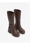 Moki Premium Brown V Detailed High Comfortable Heeled Short Boots - 3