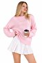 Pink Crew Neck Oversize Women's Knitwear Sweater - 7