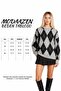 Gray Navy Blue Baklava Crew Neck Oversize Women's Knitwear Sweater - 5