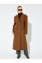 Extra Long Double-Breasted Cashmere Coat with Pockets and Buttons - 4