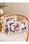 Roza Floral Patterned Ecru Plum Ruffled Throw Pillow Cover 1 Pc - 3