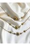 White Stone Sun Flower Steel Necklace - 2