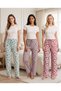 Women's 3-Piece Pajama Bottom Set - Single Jersey Fabric, Cotton, Apple Print