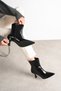 Women's Patent Leather Black Pointed Toe Thin Heeled Stylish Daily Winter Boots (9cm) - 6