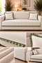 90X200 cm Minimal Ruffle Sofa Cover and 2 Pieces 40X40 cm Throw Pillow Covers Set - 2