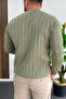 Men's Crew Neck Striped Seasonal Sweater Green Edw514 - 3