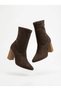 Premium Brown Suede Women's Daily Comfortable Stretch Thick Heel Boots - 6