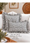 Cotton Cotton Fabric Gray Mini Floral Ruffle Throw Pillow Cover 1 Pc