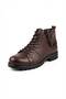 Men's Brown Genuine Leather Lace-Up and Zippered Casual Boots with Fur Inside 575