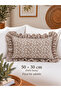 Cotton Cotton Fabric Brown Mini Floral Ruffle Throw Pillow Cover 1 Pc - 3