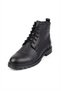 Men's Black Genuine Leather Boots with Fur Inside and Zipper and Laces 475