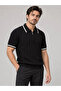 Zippered Polo Collar Short Sleeve Knitwear T-Shirt - 2
