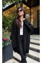 Women's Black Shawl Collar Knitwear Cardigan |   Oversize & Comfortable Model
