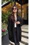 Women's Black Shawl Collar Knitwear Cardigan |   Oversize & Comfortable Model - 3