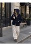 Hooded Long Fleece with Pockets - Dark Blue