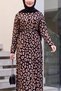 Round Neck Patterned Knitwear Dress - Black