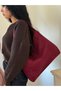 Women's Burgundy Fulya Model Casual Suede Shoulder Bag - 5