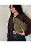 Women's Khaki Begonia Model Suede Double Handle Shoulder Bag - 6