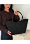 Women's Black Begonia Model Suede Double Handle Handbag