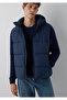 Men's Navy Blue Hooded Vest Dark Gray Vest