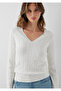 V-Neck Ecru Knitwear Slim Fit 1710911-70057 - 2