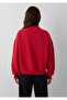 M1S20132 Jeans Logo Printed Half Zipper Women's Sweatshirt Red - 5