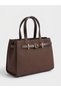 Women's Orchid Model Suede Belt Detailed Adjustable Strap Hand and Shoulder Bag - 3