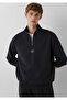 Logo Printed Semi-Zip Black Interlock Sweatshirt 0S10681-900