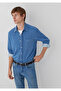 Navy Blue Denim Shirt Regular Fit / Normal Cut 0212085-18790 - 2