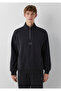 Logo Printed Semi-Zip Black Interlock Sweatshirt 0S10681-900 - 3