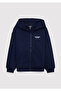 Hooded Zippered Navy Blue Sweatshirt 6S10203-84371 - 2