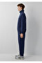 Patch Embroidered Semi-Zipper Navy Blue Sweatshirt 0S10613-70490 - 3