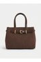Women's Orchid Model Suede Belt Detailed Adjustable Strap Hand and Shoulder Bag - 4