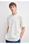 Striped Ecru T-Shirt Loose Fit / Comfortable Loose Cut 0613641-70055