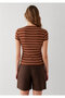 Striped Brown T-Shirt Fitted / Bodycon Cut 1614291-91705 - 6