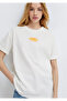 Back Printed Ecru T-Shirt Loose Fit / Comfortable Loose Cut 1613915-70057 - 2
