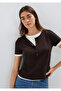Wool Blend Double Layered Brown T-Shirt Slim Fit / Narrow Cut 1614114-90892 - 4