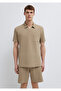 Beige Polo T-Shirt with Pockets Loose Fit / Relaxed Comfortable Cut 0613318-80697 - 3