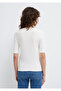 V-Neck Ecru Knitted T-Shirt Fitted / Bodycon Cut 1613761-70057 - 6