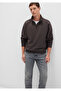 Half Zip Brown Basic Sweatshirt 0S10278-70219
