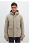 Hooded Beige Coat with Pocket Detail 0110657-70355 - 4