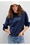 Logo Printed Hooded Navy Blue Sweatshirt 1S10420-82318 - 4