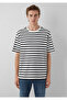Black Black Striped Ecru T-Shirt Loose Fit / Relaxed Fit 0612860-900 - 3