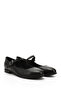 Women's Black Ankle Strap Genuine Leather Ballerinas - 3
