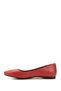 Women's Red Antique Pointed Toe Flat Sole Genuine Leather Ballerinas - 3